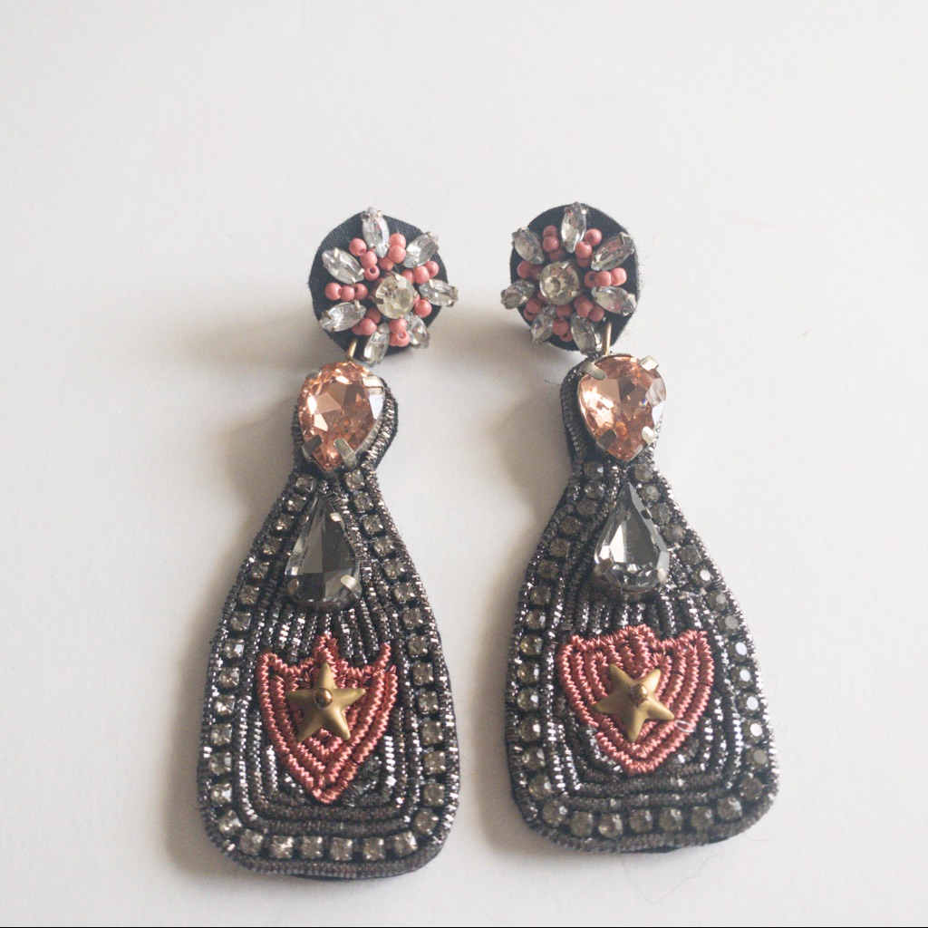 Fab’rik Women’s Gray Silver Pink Champagne Bottle Earrings